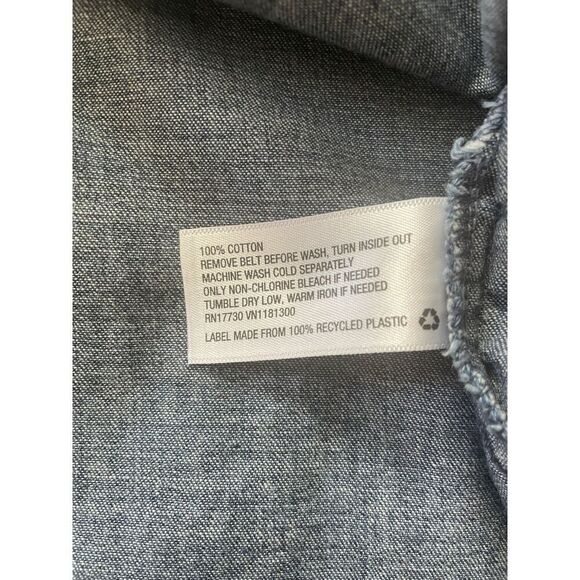 Merona Denim Shirt Dress S/P Button Front Long Sleeve 100% Cotton Pockets - Picture 6 of 8